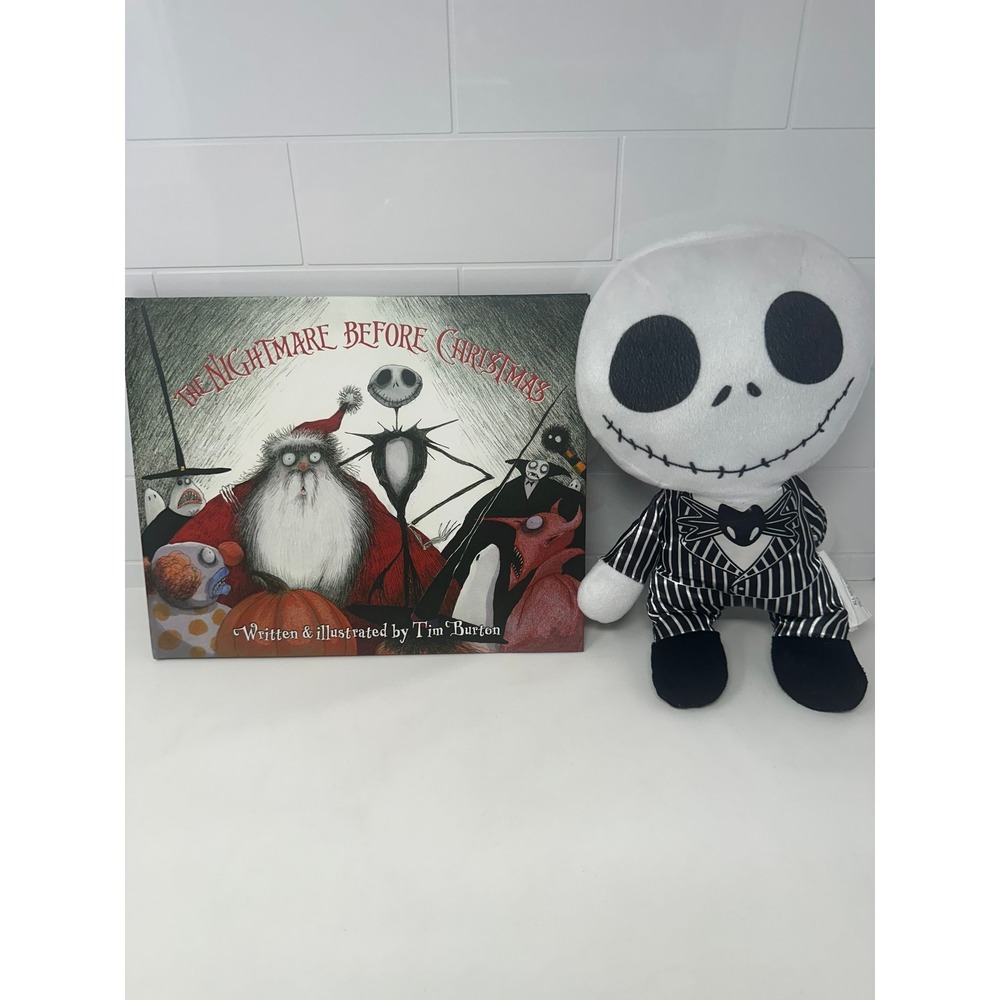 Disney Nightmare Before Christmas Book Set Jack Skellington Plush‎ DVD Postcards